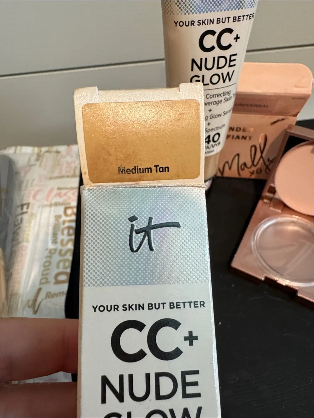CC Nude Glow, Belle Powder Brush and Mally Face Defender Bundle